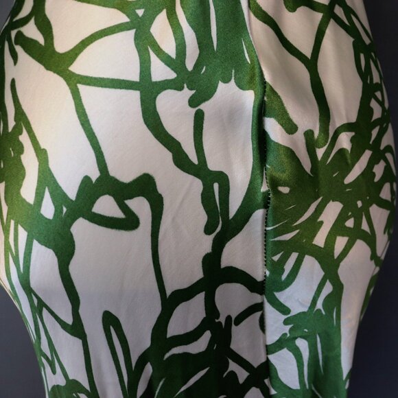 Q Dorit Sharon New XS Silk Mermaid Maxi Couture Dress White & Green - Picture 11 of 16